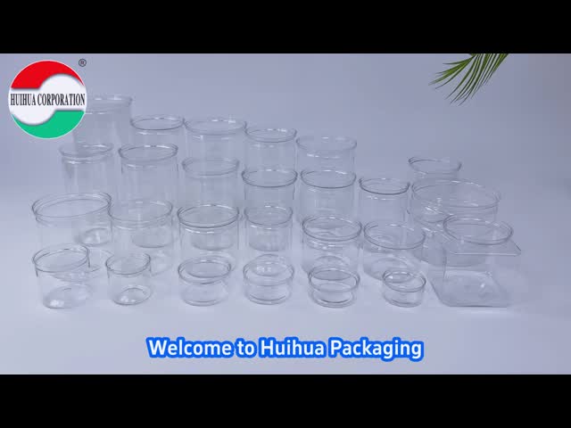 円筒形透明空プラスチック缶 正方形食品グレードPETプラスチックジャー イージーオープン蓋付き PPキャップ 食品包装用