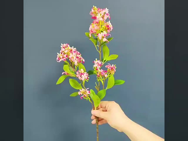 千マイル香水 単枝 金色オスマントス シミュレーション花 高品質 紫色の花 リビングルーム デスクトップ シルク 花の配列 飾り付け