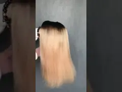U Part Wig T1b/27 สี สําหรับมือใหม่ Friendly Straight Glueless Protective Style หัวผมมนุษย์ Wig ความหนาแน่น 150%