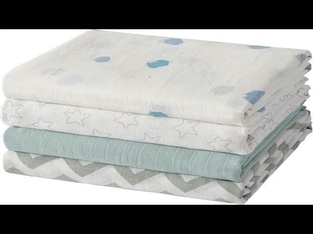4-Piece Muslin Swaddle Blankets, Receiving Baby Blanket for Newborns