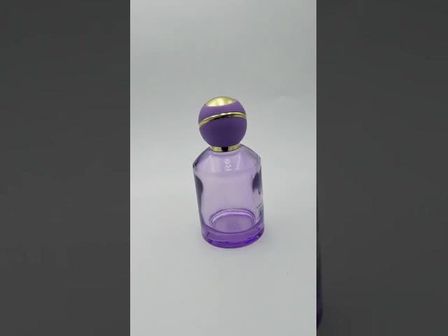 100ml 紫色の丸い形の香水瓶、丸いボールキャップ付き