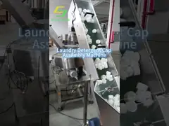 Machine d'assemblage de produits de première nécessité à haute précision et taux qualifié, machine automatique de vissage de bouchons de bouteilles de détergent pour lessive video