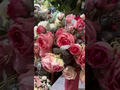 Симуляция розы поддельный цветочный обеденный стол, декорация кофейного стола букет, высококачественное ощущение, сгоревший край европейский искусственный цветочный декор, жилая комната шелковый цветок