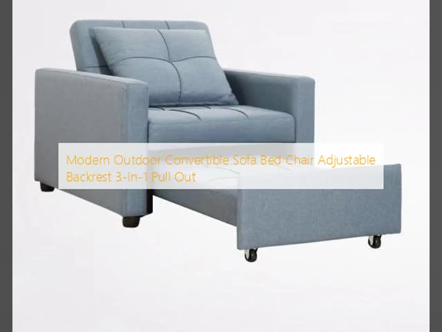 Modern Outdoor Convertible Sofa Bed Chair Adjustable Backrest 3-In-1 Pull Out
