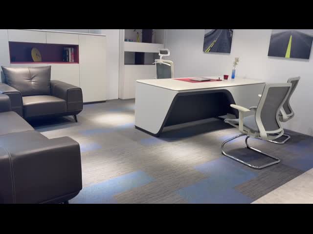 Customized Wood L Shaped Manager Commercial Office Desk With Side Cabinet