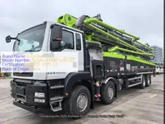 New 2025 Zoomlion 62meter Concrete Boom Pump Truck with Sitrak Chassis 11.3Mpa High-Efficiency Energy Saving