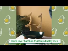 Multi-Layer Bamboo Ceramic Fruit Bowl Rack For Restaurant Storage