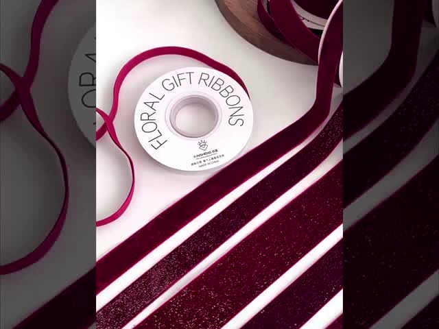 Man-Made Red Velvet Ribbon for Handmade Floral Art Year Gift Packaging and DIY Projects Fabric Tape Material