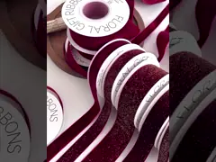 Red Fine Sparkling Velvet Ribbon Plush Ribbon New Year Gift Packaging Ribbon Floral Art Handmade DIY material