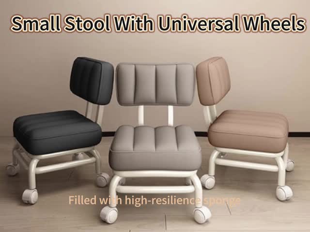 Home Soft Padded Short Stool With Backrest  Load Bearing Capacity Of 100kg