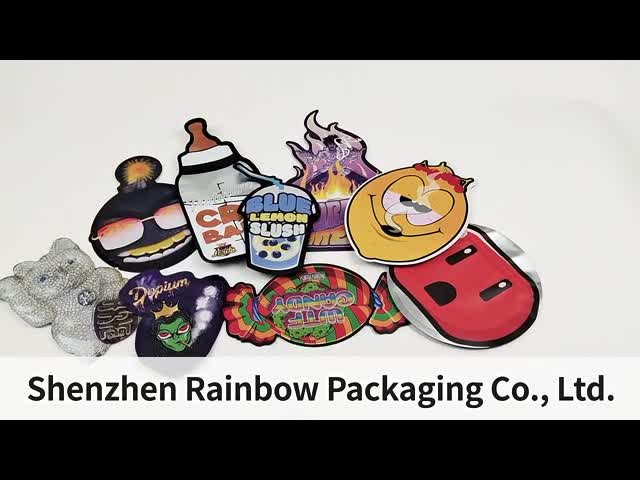Custom Shape 3.5g Display Box Mylar Bags Child Proof Soft Touch Die Cut Bag For 1g 3.5g 7g 14g 28g Edible Plastic
