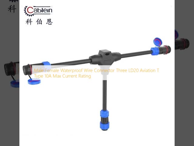 LD20T Aviation T Type Waterproof Cable Connector with IP68 Rating 10A Max Current and PA66 Nylon Material