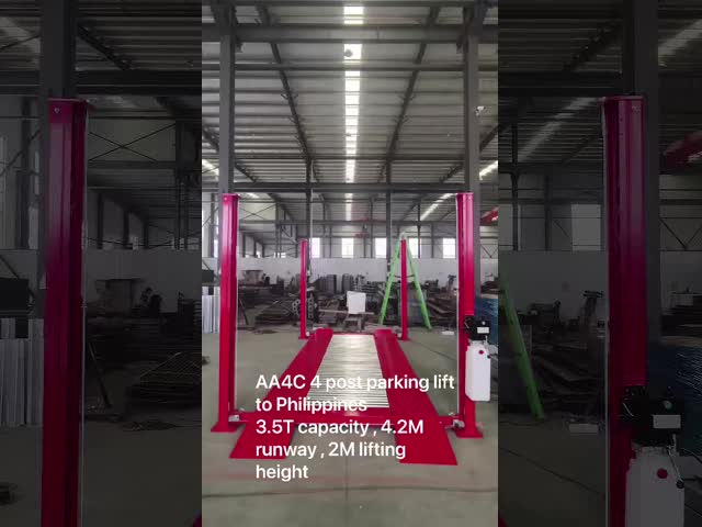 AA4C 4 Post car Parking lift auto storage system vehicles parking for 2 cars 2m high 3.5T capacity