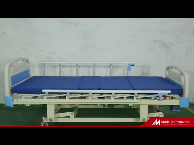 Integrated Manual ABS Adjustable Hospital Bed ICU Cot With IV Pole