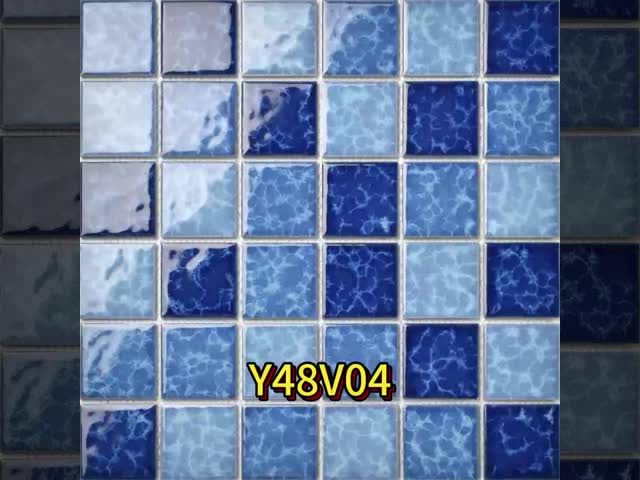 Kiln Changed Ceramic Swimming Pool Mosaic Tiles 300x300 Glazed Blue Color