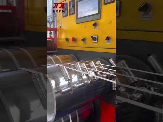 Os PP automáticos prendem com correias a linha poliéster PP da extrusão da faixa do controle do PLC prendem com correias a fatura da máquina