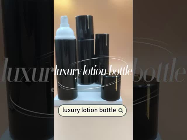 工場直送 30ml 50ml 100ml 120ml 化粧品ガラス ブラックラグジュアリー ラウンドローションポンプボトルとジャーセット-OEM
