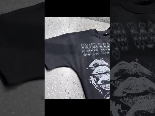 カスタム ヴィンテージ ショート セット アシド ウォッシュ プリント ボキシ Tシャツ コットン ストリートウェア ショート シャツ パフ プリント 農作物 シャツ ショート セット