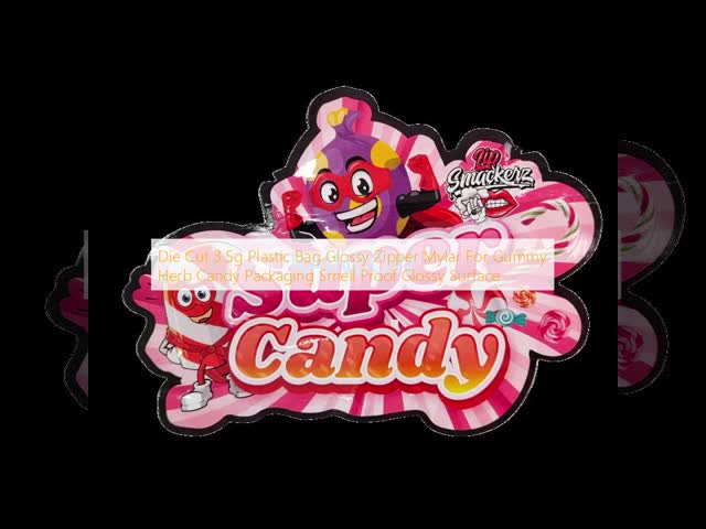 Inside Printed Mylar Bags Herb Tobacco Edible Gummy Cookie Packaging Glossy Heat Seal Special Shape Plastic Bags