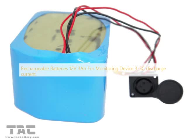 Rechargeable Batteries 12V 3Ah For Monitoring Device 3-5C discharge current