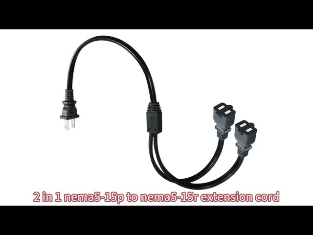 NEMA 1-15P から 1-15R 2 端の延長コード 110V-250V 銅 PVC