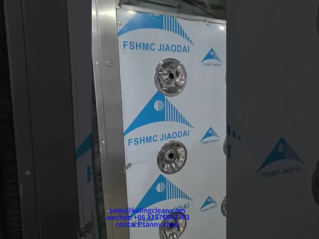 Emergency Stop Button Protection System Air Shower With Automatic Sliding Door