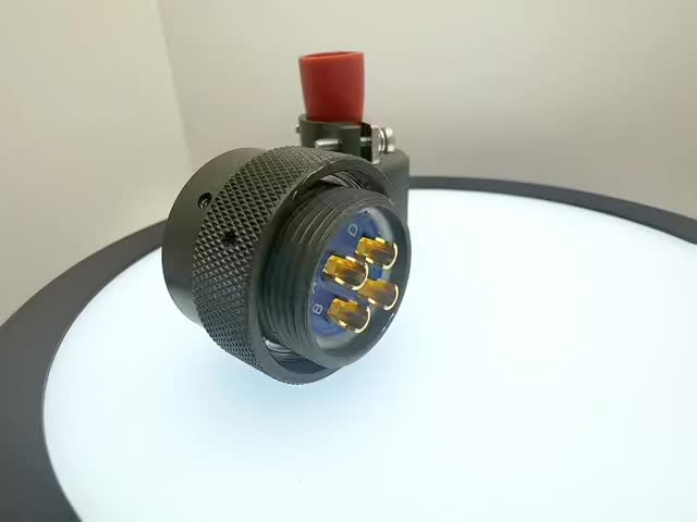 安全で耐久性のある円形電気コネクタ -55℃～125℃、産業用途向け、Y50EX-1404TK02L、Y50EXシリーズプラグ、ストレートケーブルクランプ付き、オリーブドラブアルマイト処理