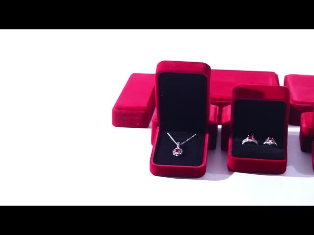 OEM ODM high end velvet Jewellery Box luxury customizable logo Red Velvet Jewelry Box