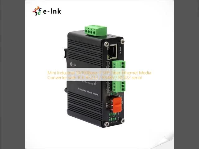 ミニ工業用10/100Base-T SFP光ファイバーイーサネットメディアコンバーター、1ch RS232 / RS485 / RS422シリアル