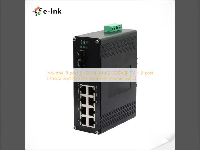 産業用8ポート10/100/1000M/2.5G BASE-TX + 2ポート1.25G/2.5G/10G SFP+ BASE-FXイーサネットスイッチ