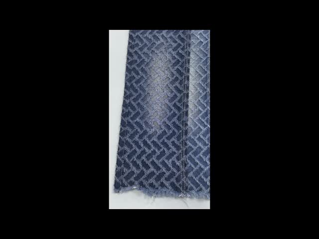 Vintage Diamond Grid  Crochet  Jacquard Denim Fabric DARK BLUE  Non Elastic Denim 11.3oz  for  Unique dressing