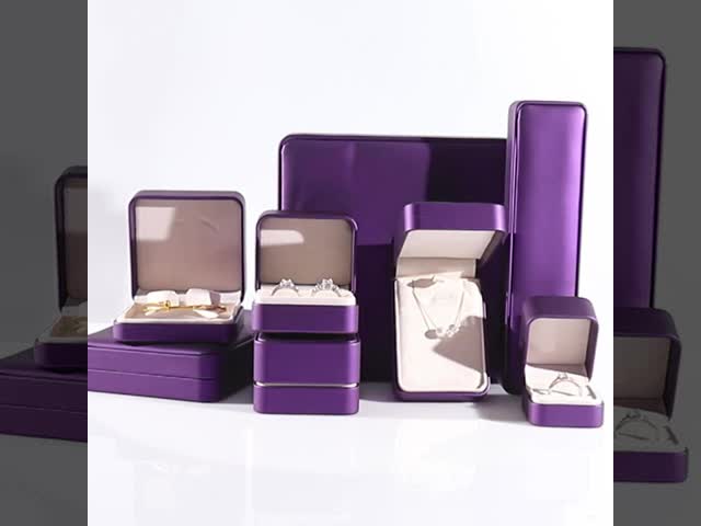 Premium Square Purple Pu Leather Jewelry Box for Jewelry Set