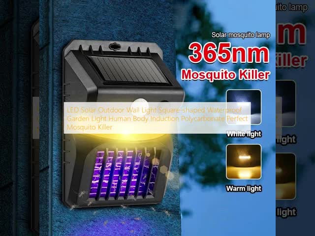 Square-shaped Outdoor Solar LED Wall Light Waterproof Garden Polycarbonate Mosquito Killer Lamp Human Body Induction