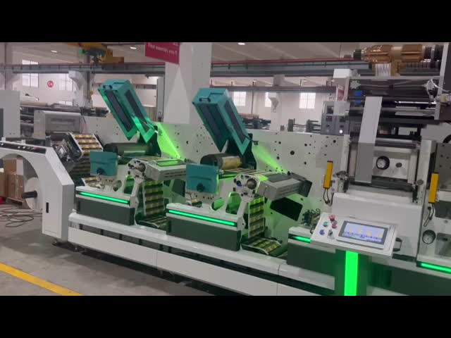 High Speed Flat Bed Hot Foil Stamping Semi Rotary Die Cutting Slitting Machine with Flexo Unit Max Unwinding Dia 800mm