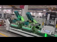 High Speed Flat Bed Hot Foil Stamping Semi Rotary Die Cutting Slitting Machine with Flexo Unit Max Unwinding Dia 800mm
