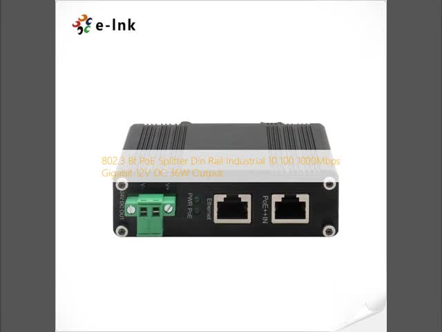 802.3 Bt PoE スプリッタ ディンレール工業 10 100 1000Mbps ギガビット 12V DC 36W出力