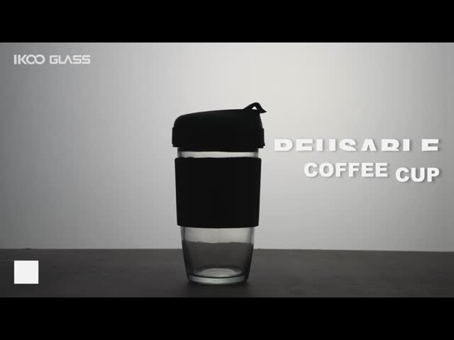 IKOO 320ml 480ml Borosilicate Glass Coffee Cup Leakproof Dishwasher Safe