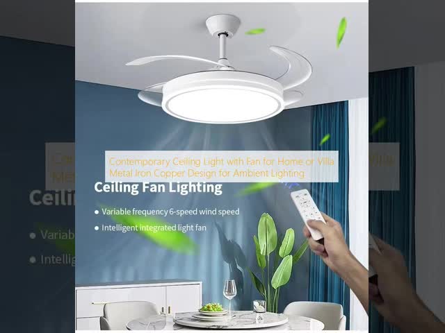 wholesale   Contemporary Ceiling Light With Fan For Home Or Villa Metal Iron Copper For Ambient Lighting