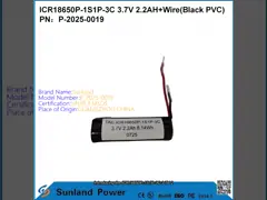 ICR18650P-1S1P-3C 3.7V 2.2AH+WIRE BATTERY