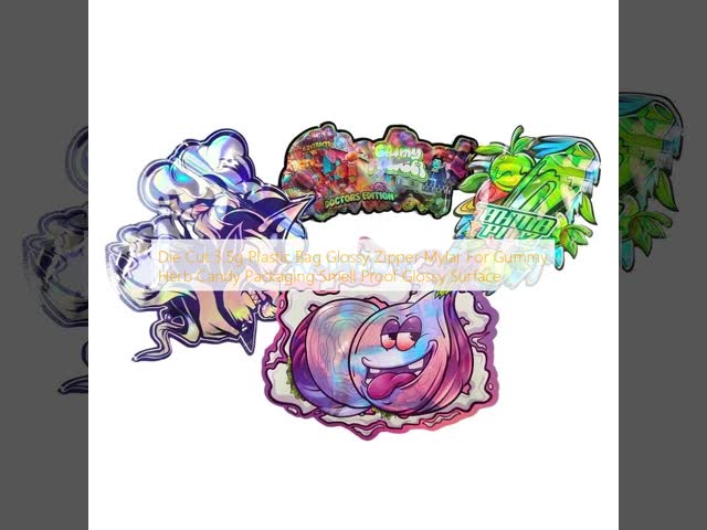  Die Cut 3.5g Plastic Bag Glossy Zipper Mylar For Gummy Herb Candy Packaging Smell Proof Glossy Surface