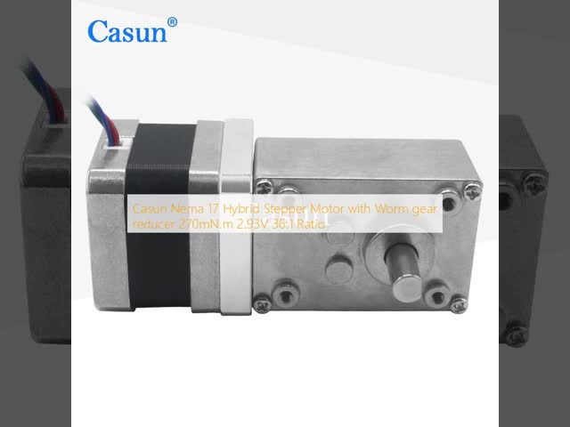 Casun Nema 17 ハイブリッドステッピングモーター ウォームギア減速機 270mN.m 2.93V 36/1 比