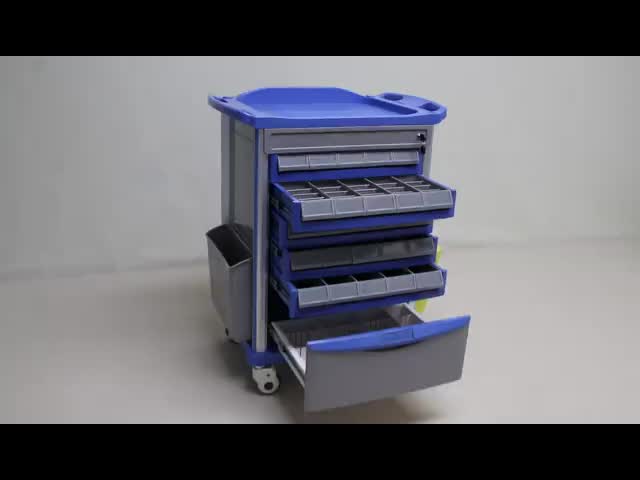 ABS  Medicine Trolley with double side drawers medical trolley cart 