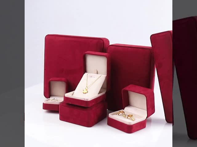 Premium Red Jewelry Box Packaging  for Big Necklace Bracelet Earrings Ring Set