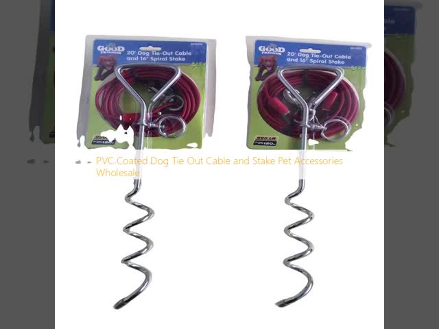 Hand Free Dog Tie Out Cable And Stake PVC Coated With Heavy Duty Spiral Dog Stake