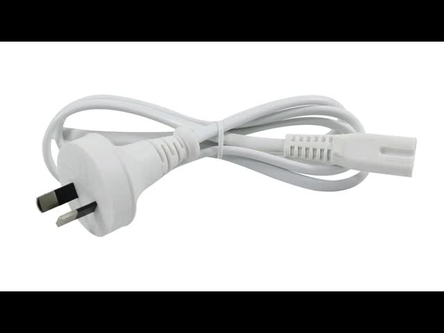 2m SAA Iec Plug H03vvh2f 2X075mm2 Austrália 2 Prong Figura 8 Ac cabo extremo ângulo de extensão C7 Conector cabo de alimentação