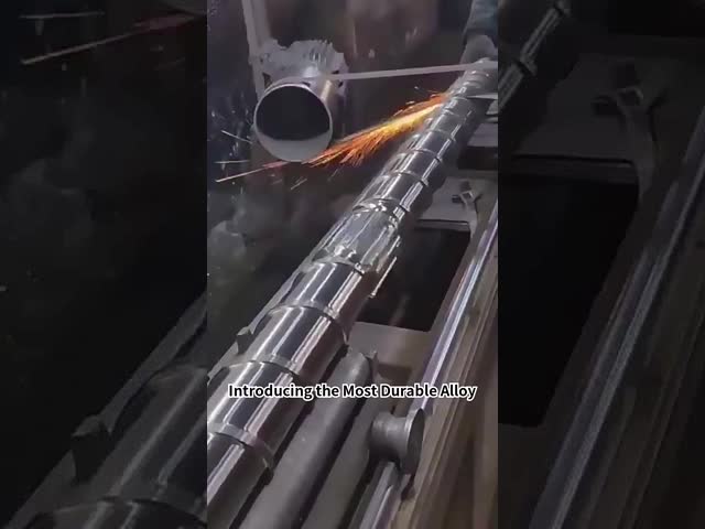 Tornillo y cilindro bimetálicos gemelos personalizados para máquina de moldeo por inyección, extrusora de material LDPE y PVC con diseño cónico El video