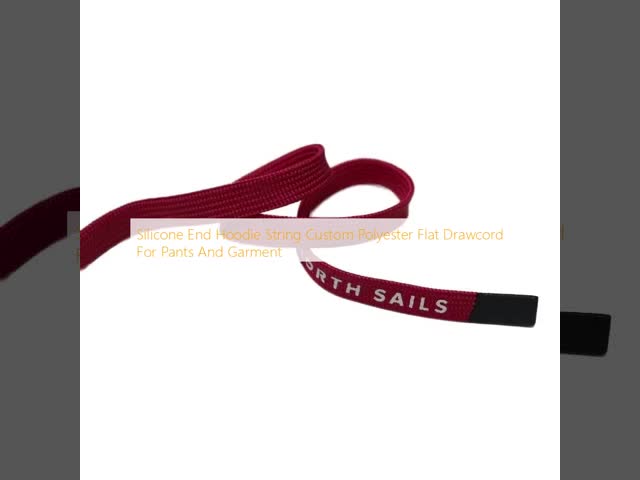 Silicone End Hoodie String Custom Polyester Flat Drawcord For Pants And Garment