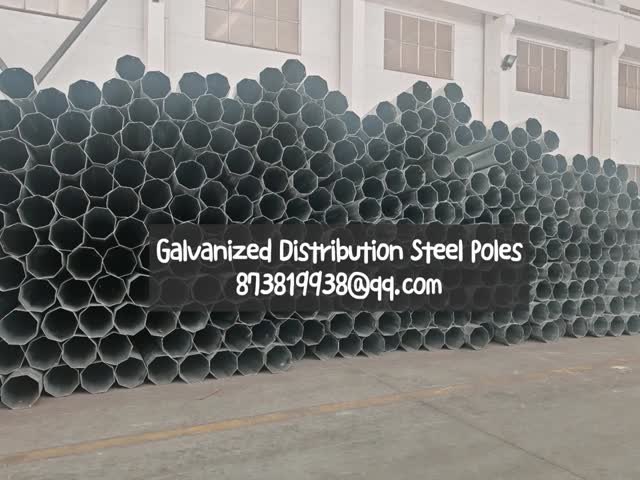 Hongxin 45FT Hot Dip Galvanized Octagonal 1200KGF 2-Segments Distribution Steel Poles