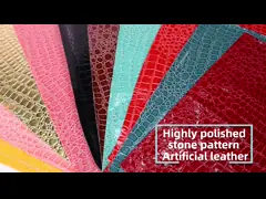 Hot Sale PVC Shiny High Gloss Synthetic Leather Embossed Stone Pattern for Shoes Bags Notebooks Furniture Use