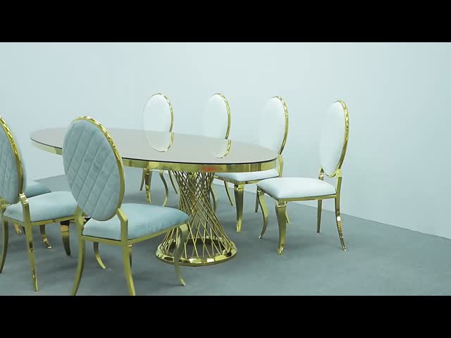 Fashion Fishtail Legs Wedding Chair Gold Stainless Steel Crystal Button Banquet Chair for Hotel Luxury Restaurant
